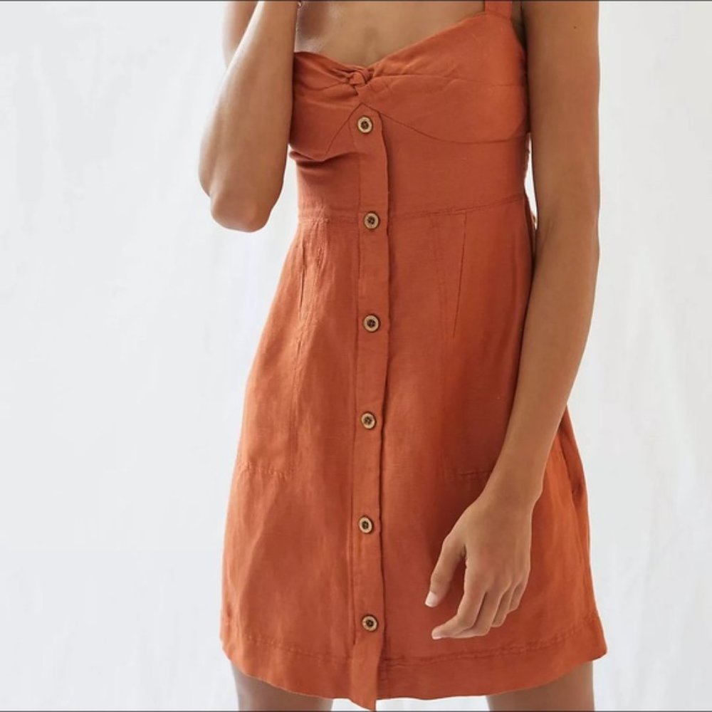 Anthropologie Maeve Twist-Front Mini Dress Brown NWT - Picture 2 of 9